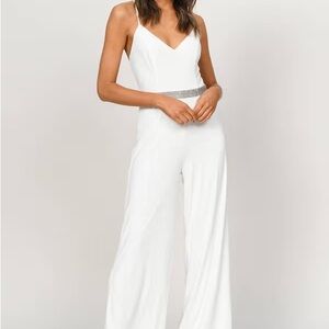 BCBG White Jumpsuit with Silver Accents